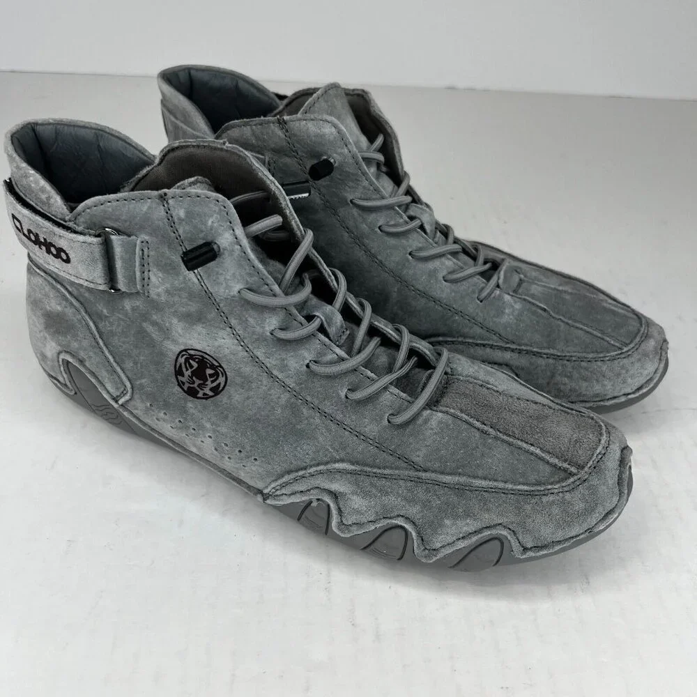 Clohoo Mens 1728250 Gray Suede Leather Lace Up High Top Size 40 Sneakers